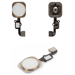 Шлейф для iPhone 6, iPhone 6 Plus, кнопки Home, білий, з пластиком