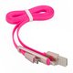 USB кабель, USB тип-A, micro-USB тип-B, Lightning, рожевий