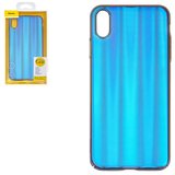 Чохол Baseus для iPhone XS Max, синій, матовий, з переливом, пластик, #WIAPIPH65-JG03