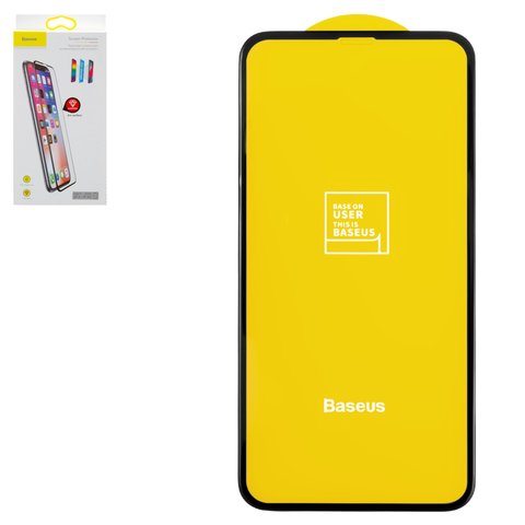 Защитное стекло Baseus для Apple iPhone 11 Pro, iPhone X, iPhone XS, 0.3 мм 9H, Arc Surface, Anti Blue Light, 5D Full Glue, черный, cлой клея нанесен по всей поверхности, #SGAPIPHX BJG01