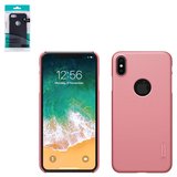 Чохол Nillkin Super Frosted Shield для iPhone XS Max, рожевий, матовий, з підставкою, з отвором під логотип, пластик, #6902048164734