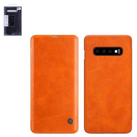 Чехол Nillkin Qin leather case для Samsung G975 Galaxy S10 Plus, коричневый, книжка, пластик, PU кожа, #6902048171589