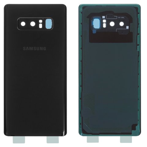 Задняя панель корпуса для Samsung N950F Galaxy Note 8, черная, со стеклом камеры, полная, Original PRC , midnight black