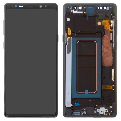 Дисплей для Samsung N960 Galaxy Note 9, черный, с рамкой, Оригинал переклеено стекло , midnight black