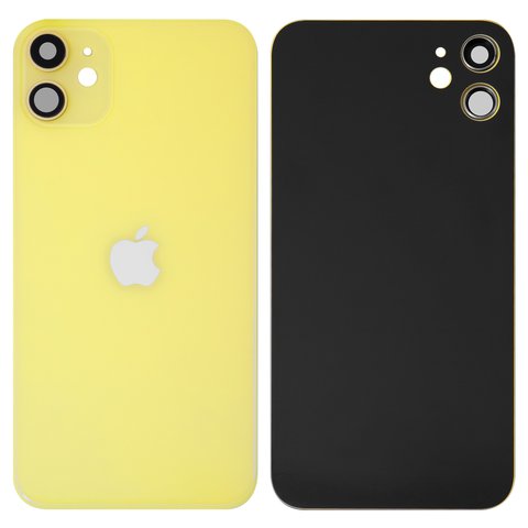 Задняя панель корпуса для iPhone 11, желтая, со стеклом камеры, small hole