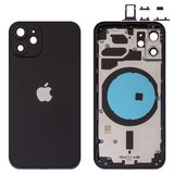Корпус для iPhone 12 mini, чорний, з тримачем SIM-карти, з боковими кнопками