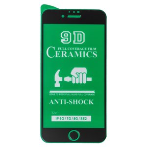 Захисна плівка Ceramics для Apple iPhone 6, iPhone 7, iPhone 8, iPhone SE 2020, чорна, 0,2 мм 9H, сумісне з чохлом, Full Glue, шар клею нанесений по всій поверхні