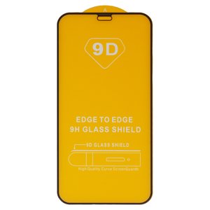 Защитное стекло для Apple iPhone 12 mini, совместимо с чехлом, Full Glue, без упаковки , черный, cлой клея нанесен по всей поверхности