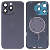 Задня панель корпуса для iPhone 15 Pro Max, чорна, із склом камери, High Copy