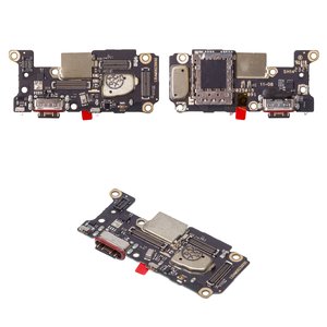 Шлейф для Xiaomi Poco F5 Pro, конектора зарядки, з мікрофоном, з компонентами, High Copy, плата зарядки
