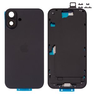 Корпус для iPhone 16 Plus, чорний, з тримачем SIM карти, з боковими кнопками, Original PRC , EU version