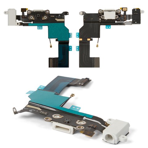 Cable flex puede usarse con iPhone 5S, del conector de carga, del conector de auriculares, blanco, con micrófono, con componentes
