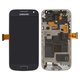 Дисплей для Samsung I9190 Galaxy S4 mini, I9192 Galaxy S4 Mini Duos, I9195 Galaxy S4 mini, синий, с рамкой, Оригинал (переклеено стекло)