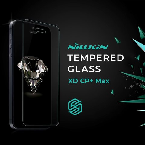 Tempered Glass Screen Protector Nillkin XD CP+ Max compatible with Huawei Mate 20X, 0.3 mm 9H, Anti Fingertip, 5D Full Glue, black, the layer of glue is applied to the entire surface of the glass  #6902048167254
