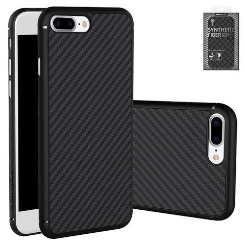 Case Nillkin Synthetic fiber compatible with iPhone 7 Plus, black, without logo hole, Ultra Slim, plastic  #6902048127906