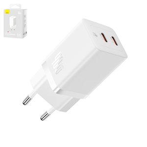 Mains Charger Baseus GaN5 Pro, 40 W, Quick Charge, white, 2 outputs  #CCGP180102