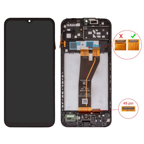 LCD compatible with Samsung A146B Galaxy A14 5G, black, with frame, Original PRC , 48 pin, SM A146B A14 5G V04 