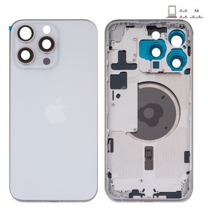 Carcasa puede usarse con iPhone 15 Pro Max, blanco, con botones laterales,  con sujetador de tarjeta SIM, Original PRC , EU Version, white titanium