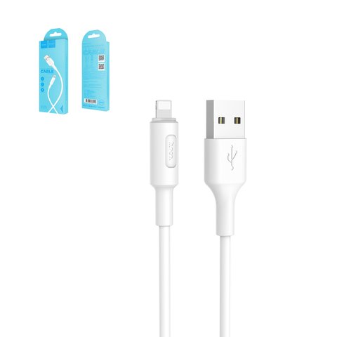 USB дата кабель Hoco X25, USB тип A, Lightning, 100 см, 2 А, белый