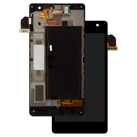 LCD compatible with Nokia 730 Lumia Dual Sim, black, with frame 