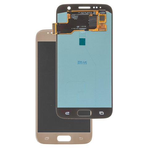 LCD compatible with Samsung G930 Galaxy S7, golden, without frame, High Copy, OLED  
