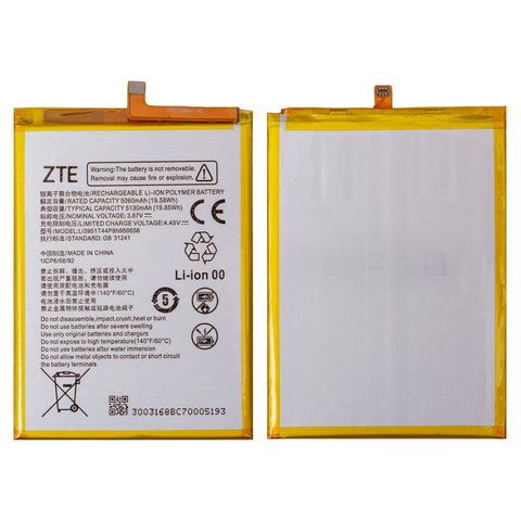 Battery Li3951T44P8h956656 compatible with ZTE Blade V40, Blade V40 Vita, Li Polymer, 3.87 V, 5130 mAh, Original PRC , V1050 V2050 
