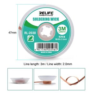 Desoldering Wick RELIFE RL 2030, (W  2.0 mm, d 3 m 