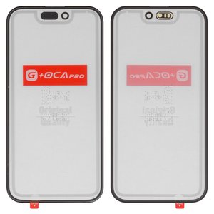 Стекло корпуса G+OCA PRO для iPhone 15, с OCA пленкой, черное