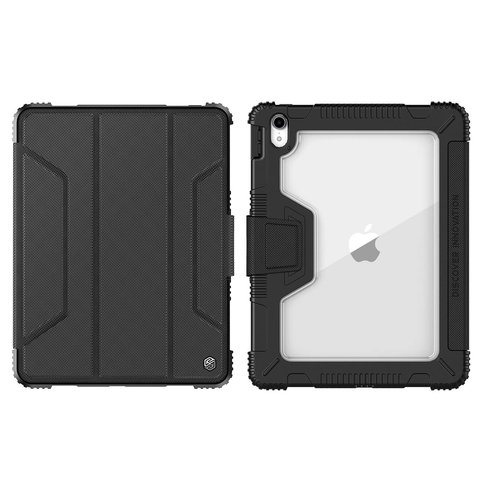 Funda Nillkin Bumper iPad Leather Cover puede usarse con Apple iPad 9.7 2018 iPad 6 , negro, transparente, resistente a golpes, libro, con estampado, plástico, A1823 A1822 A1954 A1893, #6902048171206