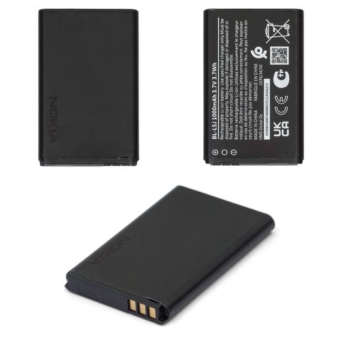 Batería BL L5J puede usarse con Nokia 105 2023 , Li ion, 3.7 V, 1000 mAh, Original PRC 