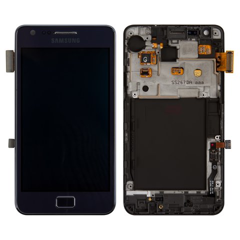 Дисплей для Samsung I9105 Galaxy S2 Plus, синий, с рамкой, Original PRC 