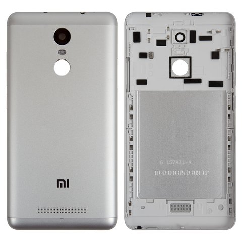 Задня панель корпуса для Xiaomi Redmi Note 3 Pro, чорна, срібляста, з боковою кнопкою, Original PRC , 2015116, 2015161