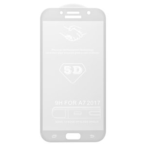 Защитное стекло All Spares для Samsung A720F Galaxy A7 2017 , 5D Full Glue, белый, cлой клея нанесен по всей поверхности