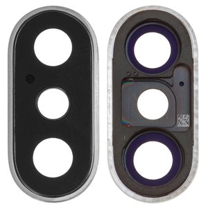 Стекло камеры для iPhone XS, белое, с рамкой