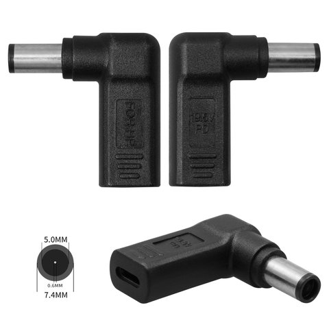 Адаптер для зарядки PD trigger для ноутбуків, 19,5 B, USB тип C, d 7,4 мм, d 5,0 мм, For HP