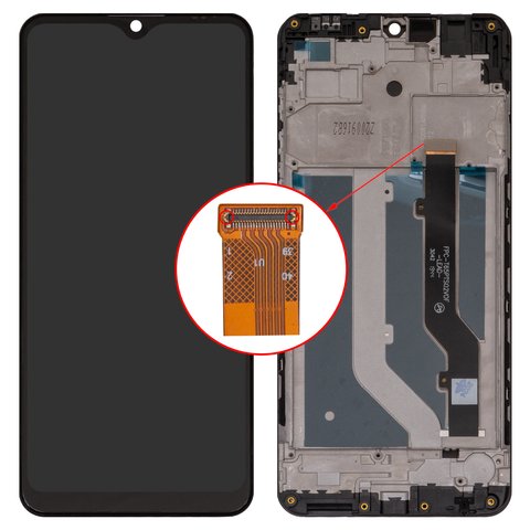 Дисплей для ZTE Blade 20 Smart, черный, с рамкой, High Copy, V2050 FPC T65PTS02 VOF