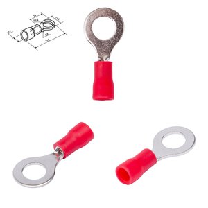 Наконечник RV 1.25 6, HJ, 6 мм, кільцевий, ізольований, червоний, 10 шт., 0,5 1,5 мм²