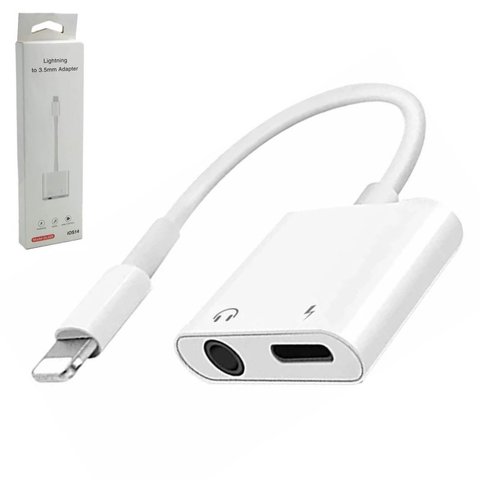 Адаптер GL029, аудіо, TRRS 3.5 мм, Lightning, білий