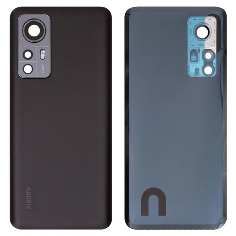 Задняя панель корпуса для Xiaomi 12, черная, со стеклом камеры, Original PRC 