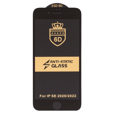 Защитное стекло ESD 6D для Apple iPhone SE 2020, совместимо с чехлом, Full Glue, Anti Static, без упаковки , черный