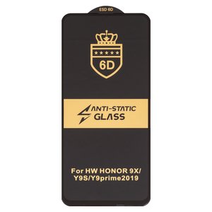 Защитное стекло ESD 6D для Huawei Honor 9X, P Smart Z, Y9 Prime 2019 , совместимо с чехлом, Full Glue, Anti Static, без упаковки , черный